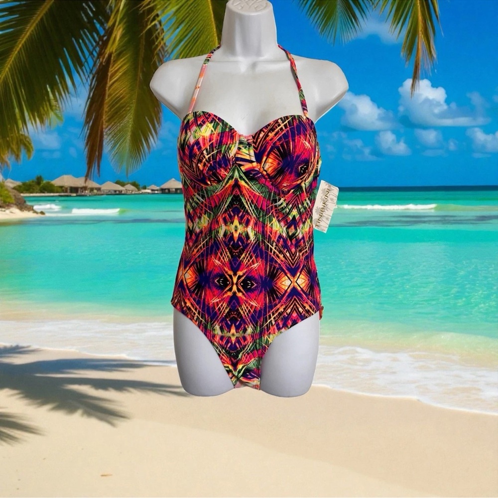 TINIBIKINI SWIMWEAR SIZE L UNDERWIRE BRA ONE PIECE CRISS CROSSING BACK NEW TAGS